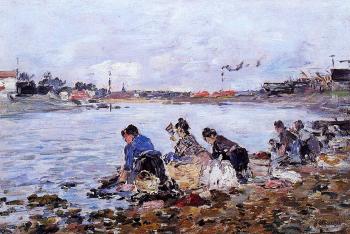 Eugene Boudin : Laundresses on the Bankes of the Touques VIII